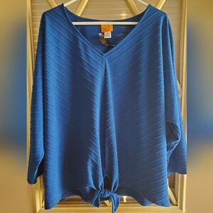 Ruby Rd. Womens 2x Royal Blue V-Neck Blouse, NWT